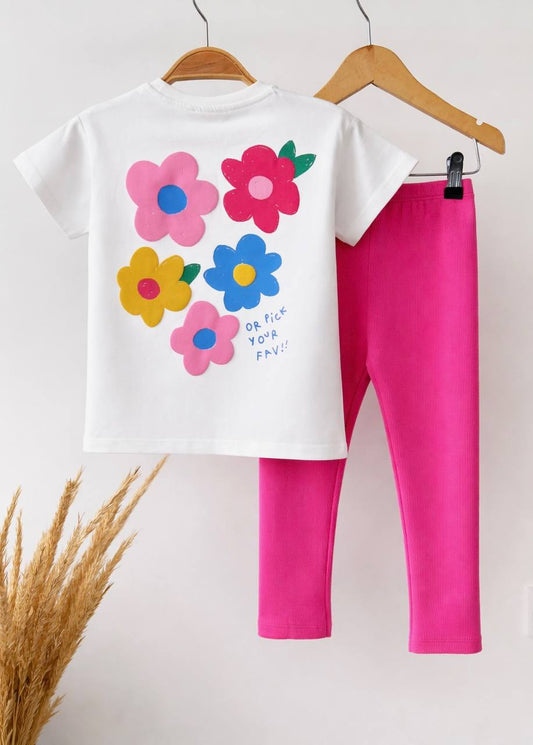 Kız Çocuk çiçek baskılı takım