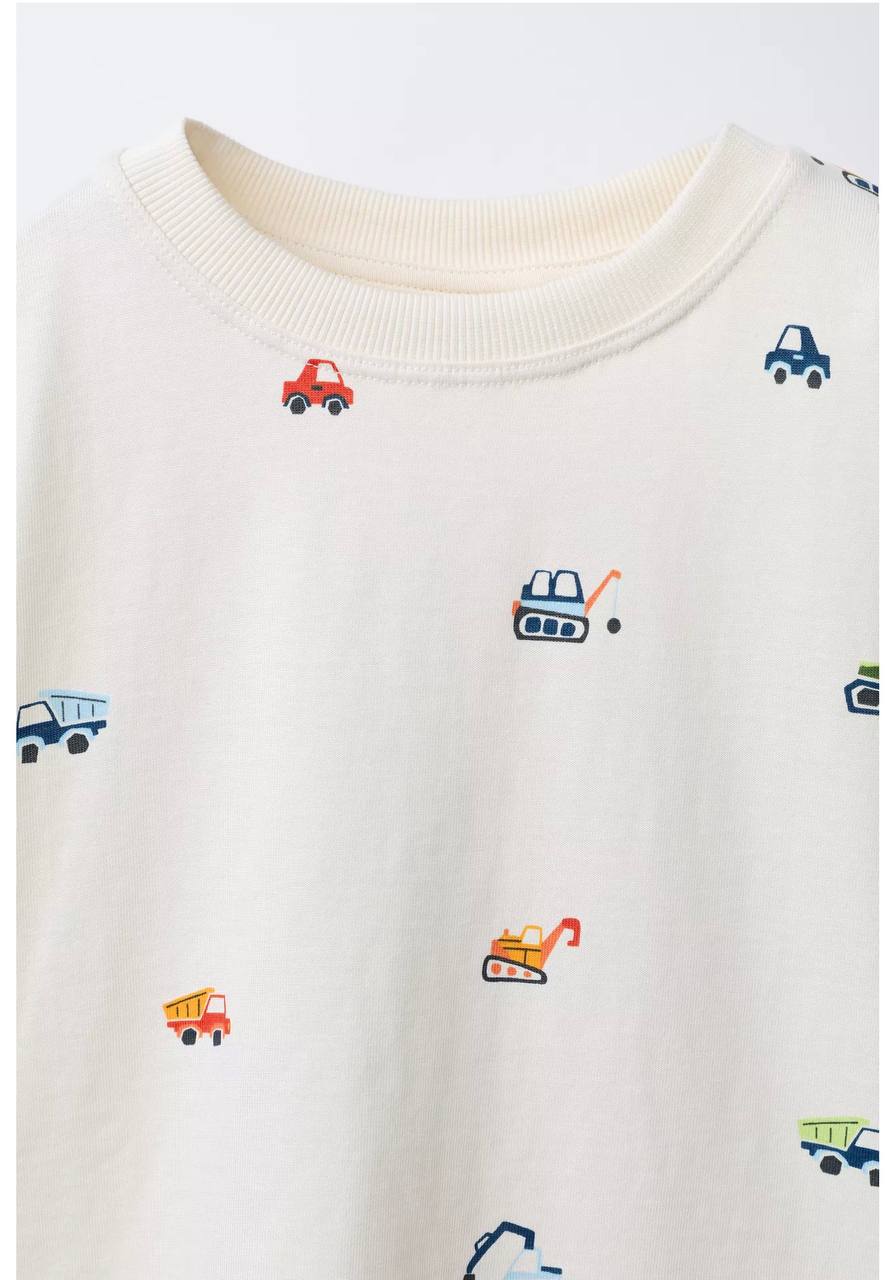 Erkek çocuk araba baskılı t-shirt