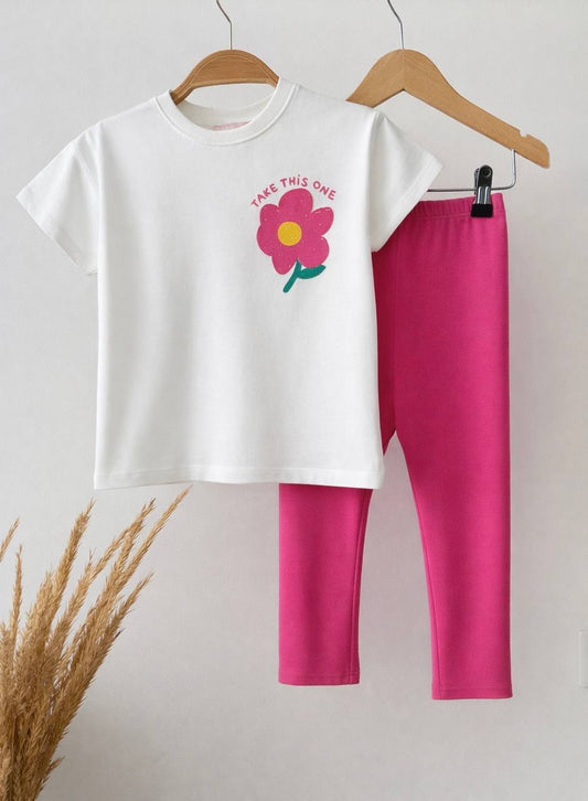 Kız Çocuk çiçek baskılı takım