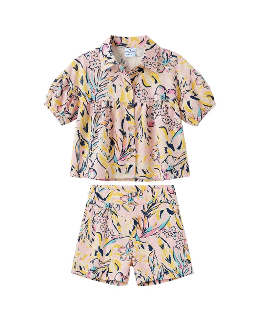 Çiçek desenli kız çocuk takım