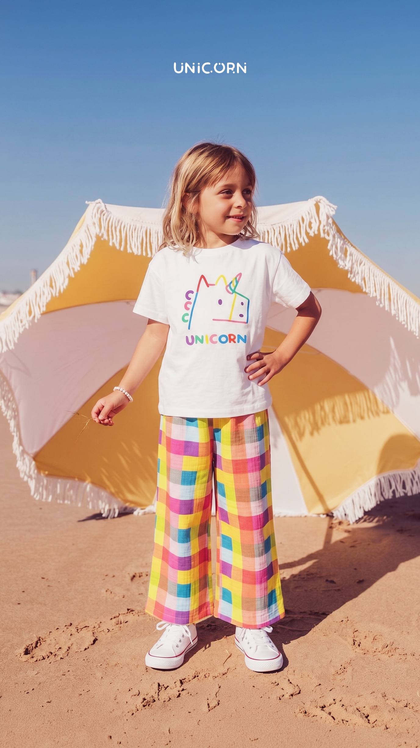 Kız çocuk unicorn müslin pantolon lu takım