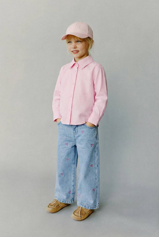 Fiyonk nakışlı kot pantolon